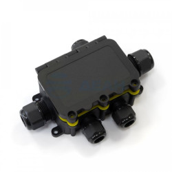                         Распределительная коробка с откидной крышкой 5-вводная IP68 ПА66 40А 450В d3,5-12 мм 131х95х37 (PR08.13154) (Промрукав) 
						