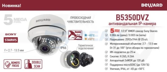 B5350DVZ Beward IP камера купольная