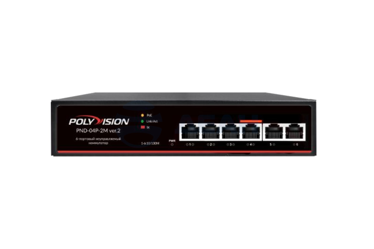 PND-04P-2M v.2 Polyvision Коммутатор неуправляемый с PoE
