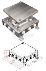                         Коробка монтажная КМ-О (32к)-IP55-2020, 12 вводов, нержавейка  (Гефест) 
						