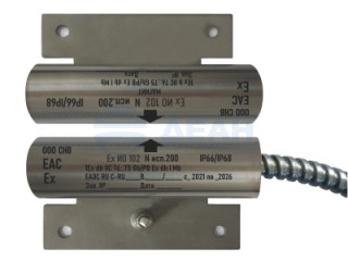                         Извещатель охранный точечный магнитоконтактный взрывозащищенный Ех ИО102 N исп.200 с магнитом М-300 с кабелем в металлорукаве (Магнито-Контакт) 
						