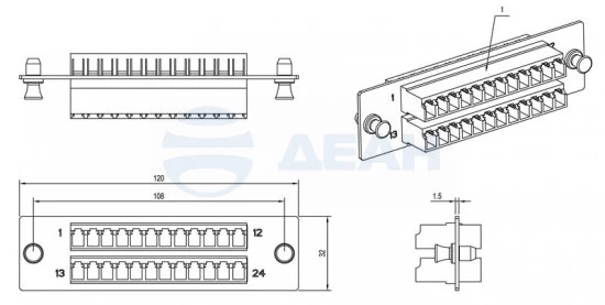 FO-FPM-W120H32-24LC-BL Hyperline Патч-панель