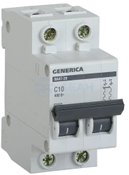 Автоматический выключатель двухполюсный MVA25-2-010-C  (IEK)